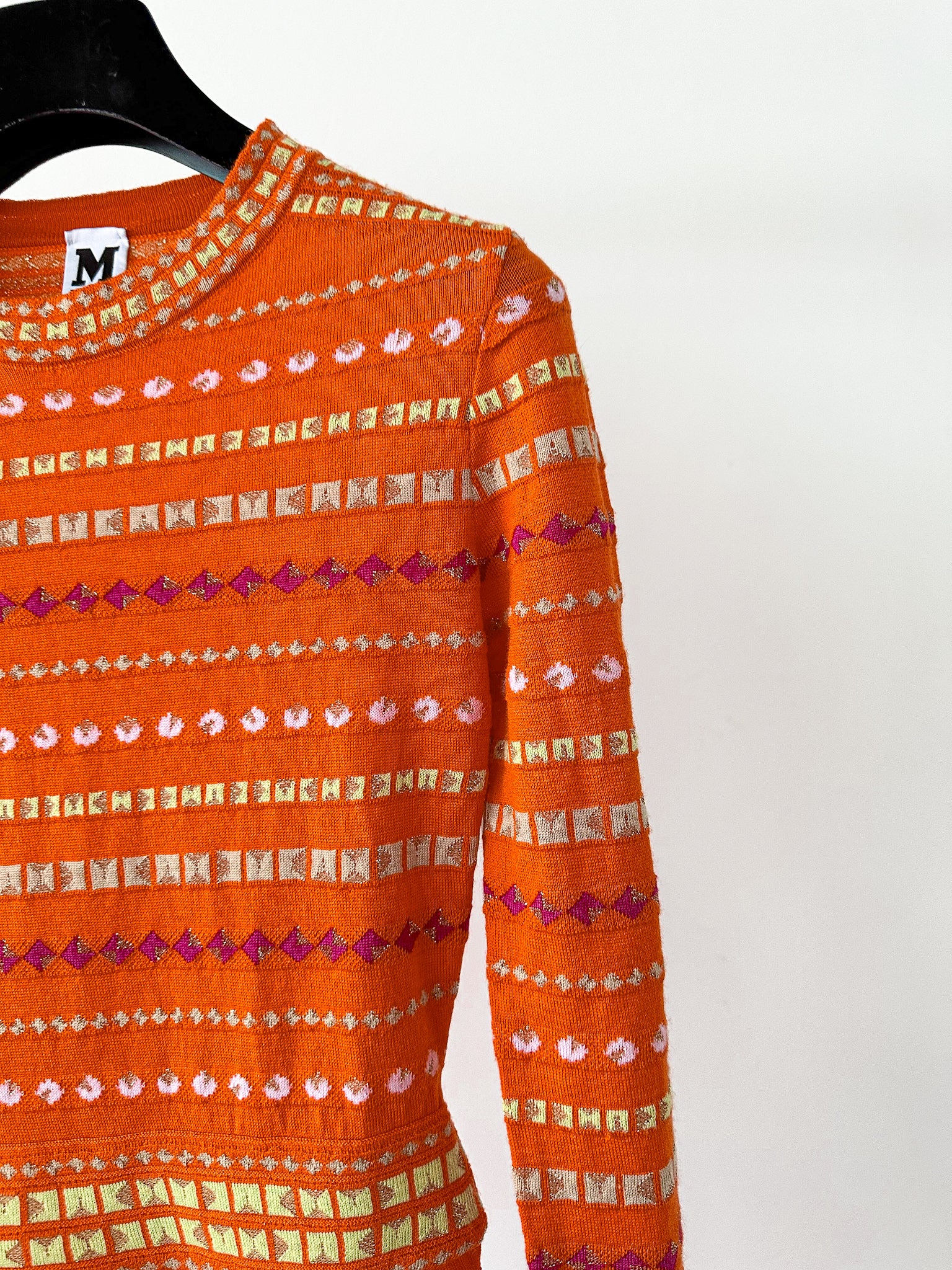 Missoni M Orange Chevron Crochet Knit Multicolour Dress