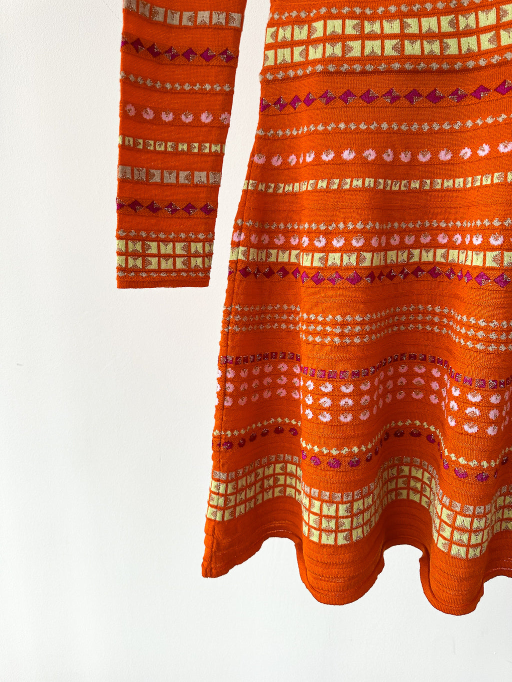 Missoni M Orange Chevron Crochet Knit Multicolour Dress