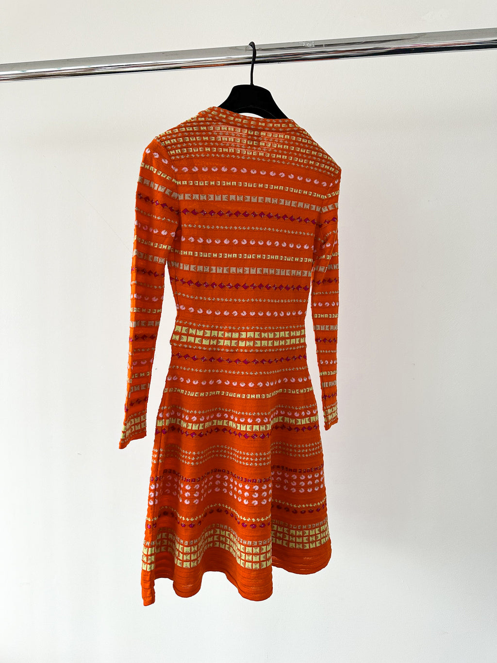 Missoni M Orange Chevron Crochet Knit Multicolour Dress