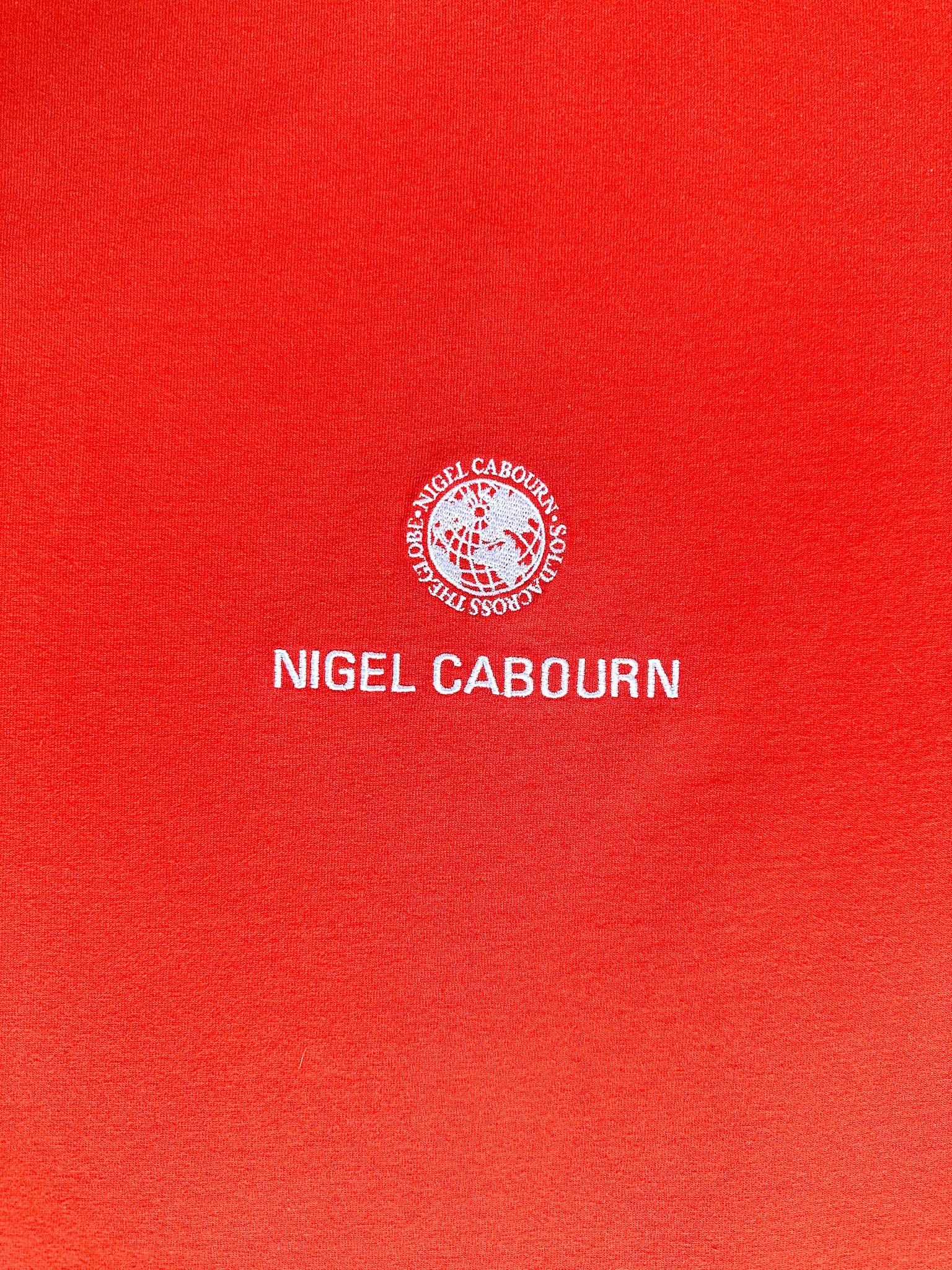 Nigel Cabourn Orange Globe Logo Embroider Spellout Tee