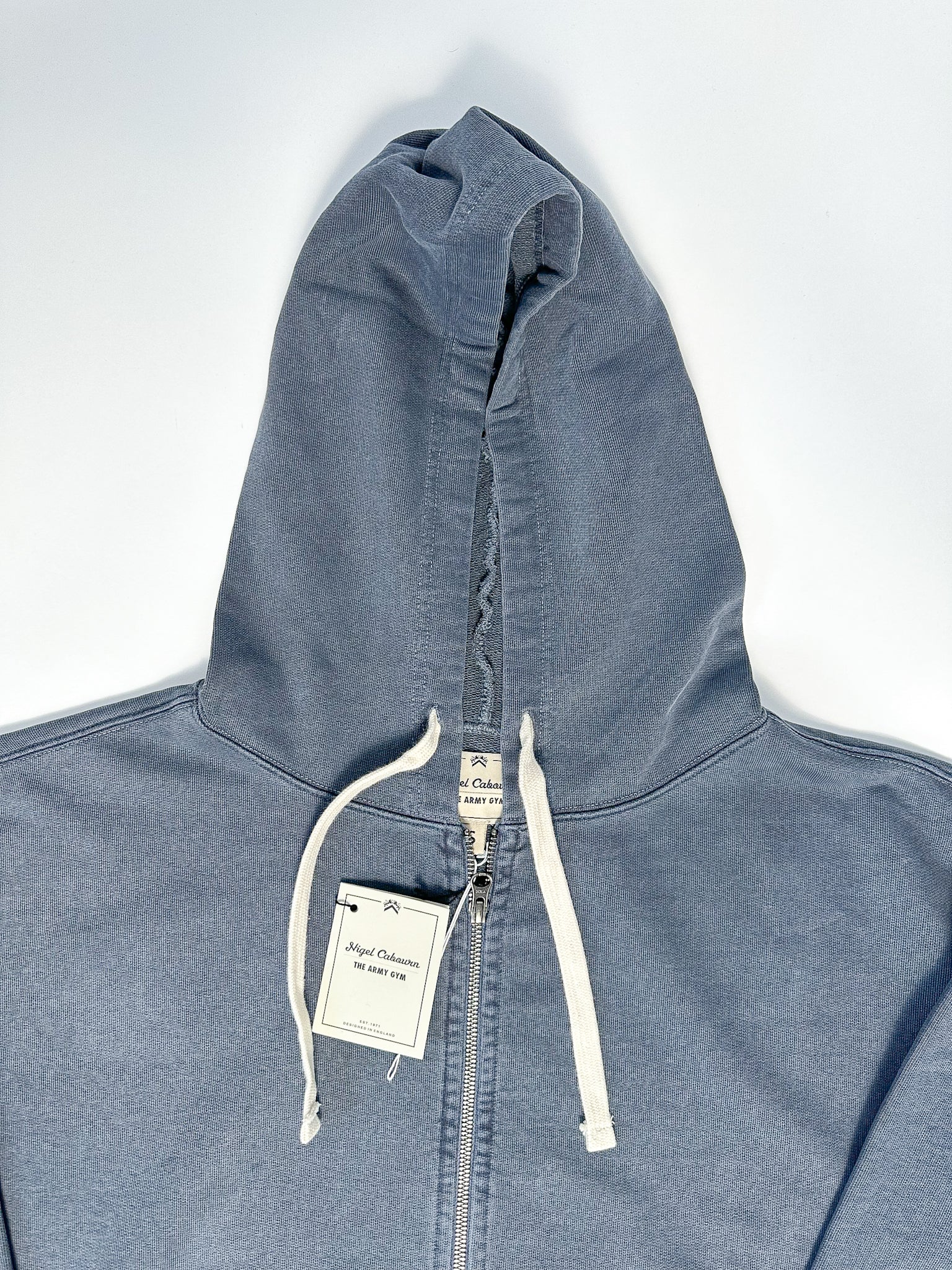 Nigel Cabourn Navy Embroidered Arrow Zip Hoodie Jacket