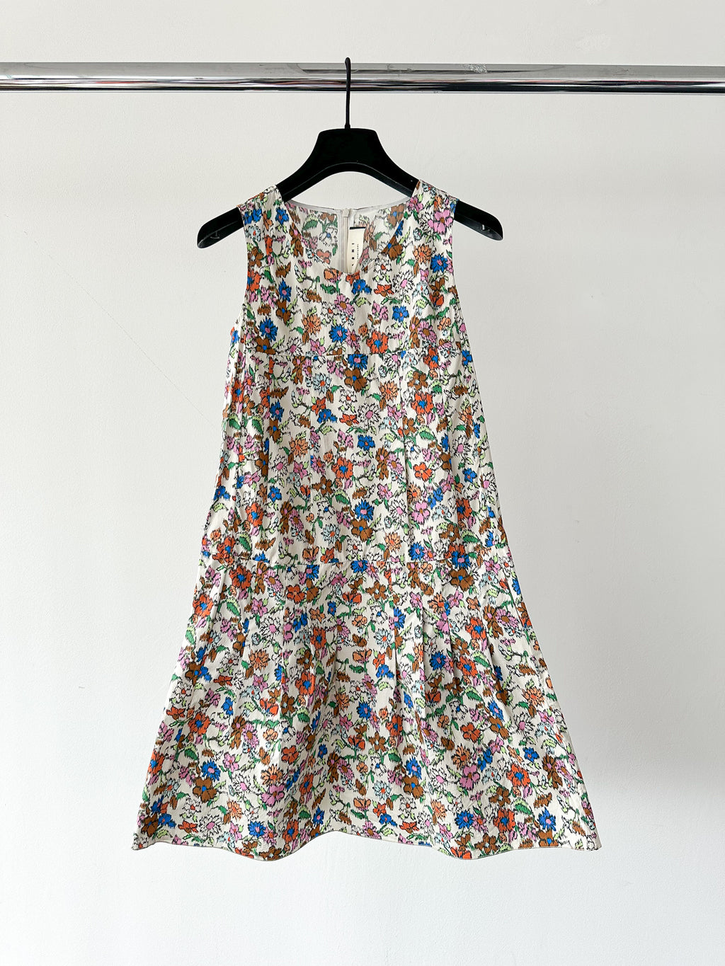 Marni Floral Print Pleat Hem Sleeveless Summer Dress