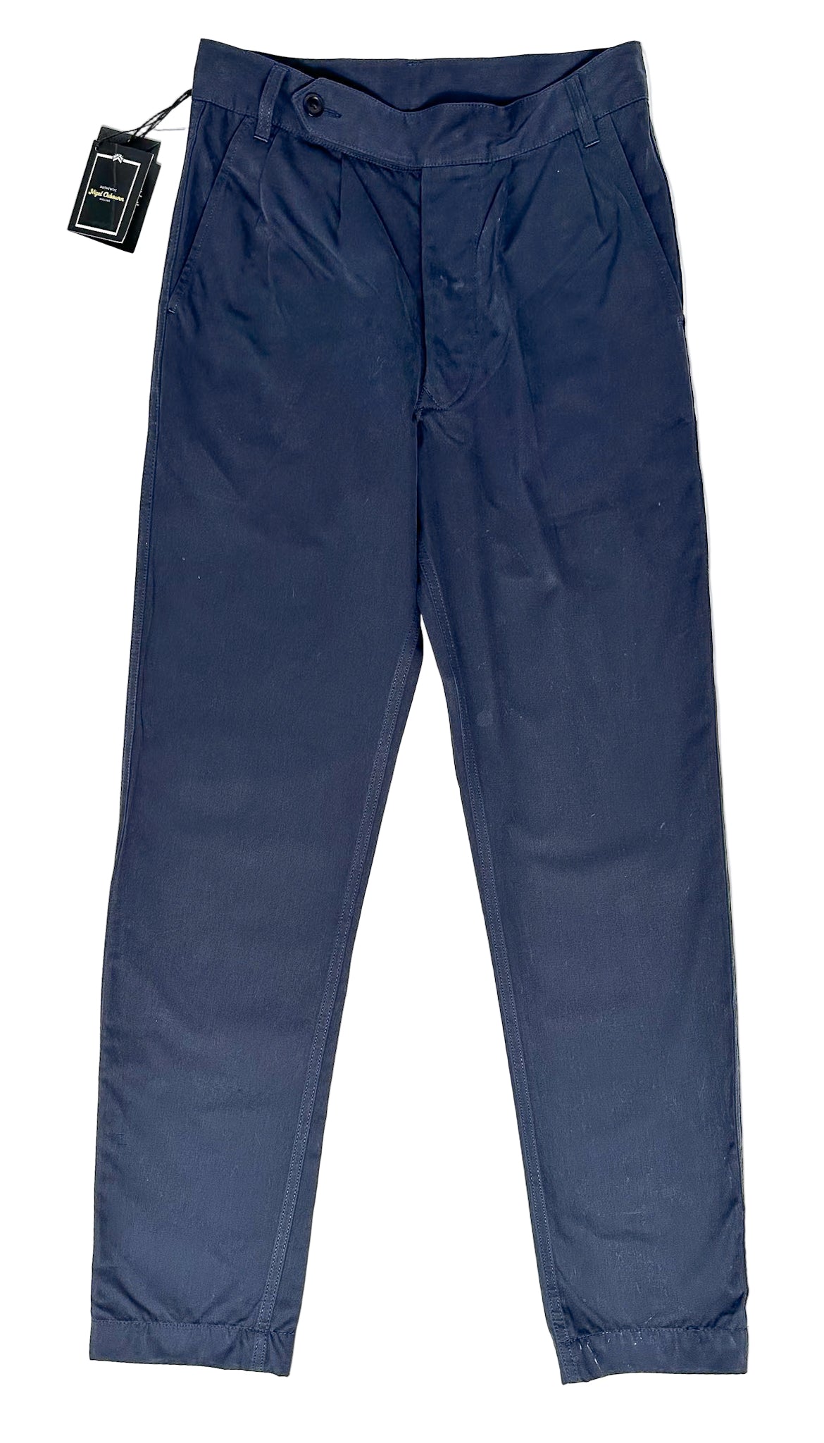 Nigel Cabourn P3 US Poplin Slim Leg Chino Pants Trousers In Navy Blue