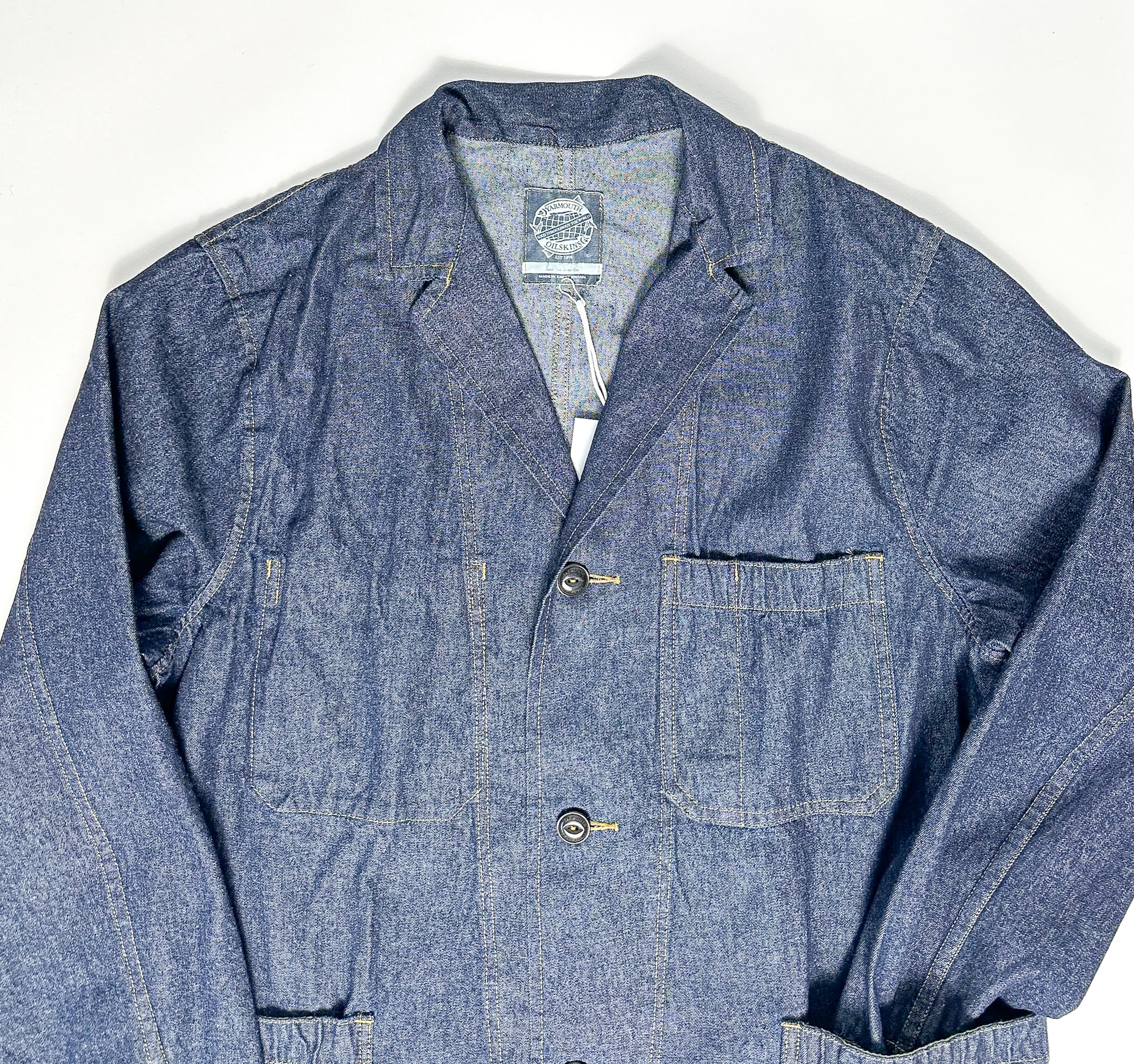 Yarmouth Oilskins Long Warehouse Shopkeeper Coat In Blue Denim