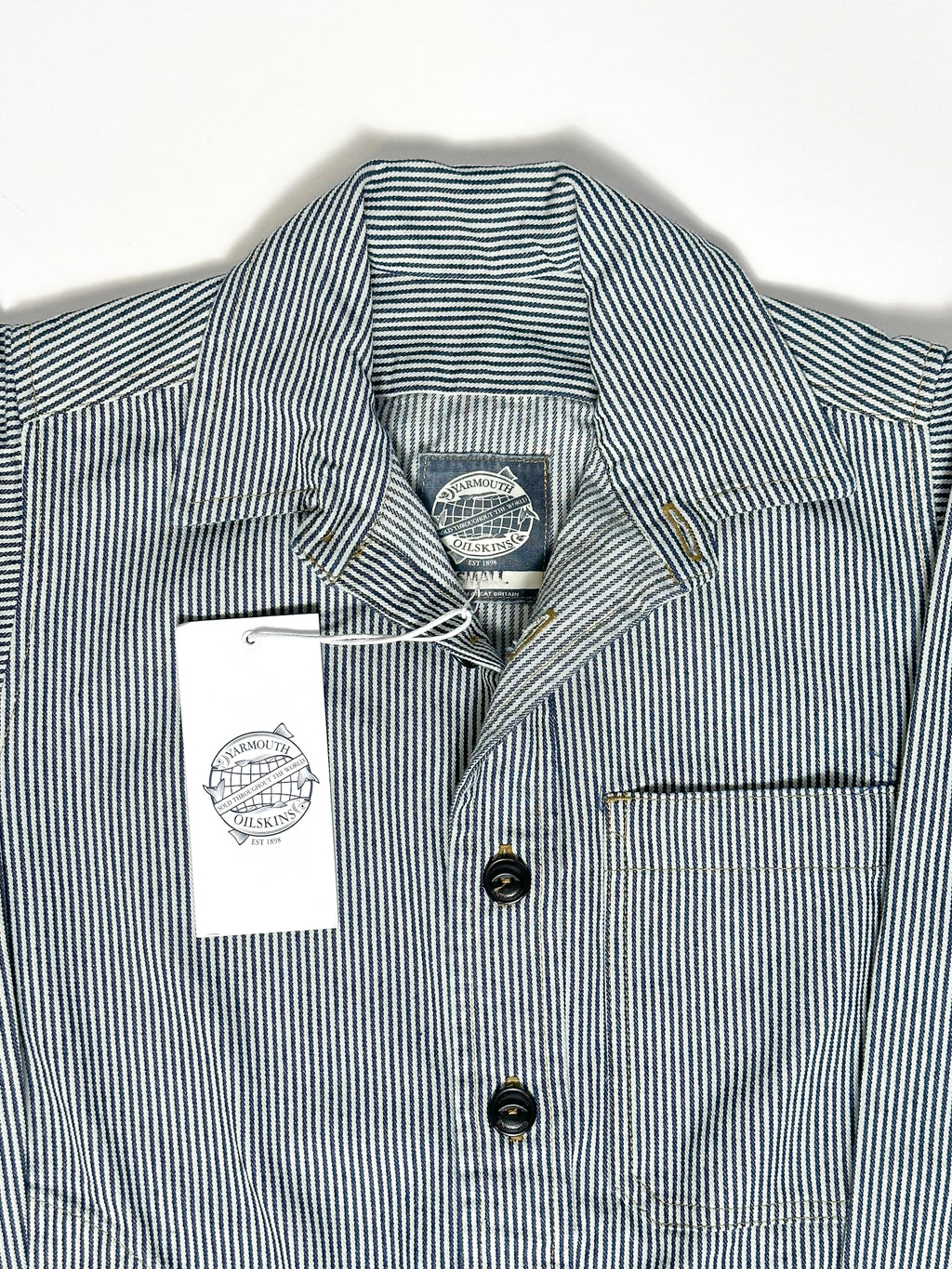 Yarmouth Oilskins Pullover Smock Shirt In Stripe Navy White