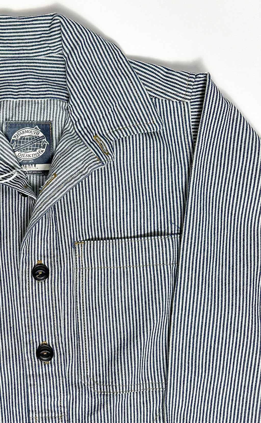 Yarmouth Oilskins Pullover Smock Shirt In Stripe Navy White