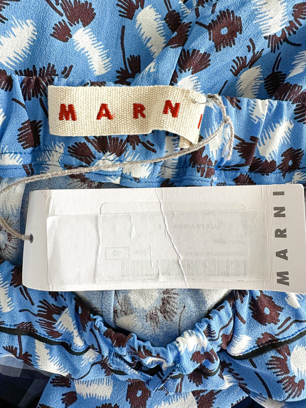 Marni Blue Ditsy Floral Drawstring Waist Pants Trousers