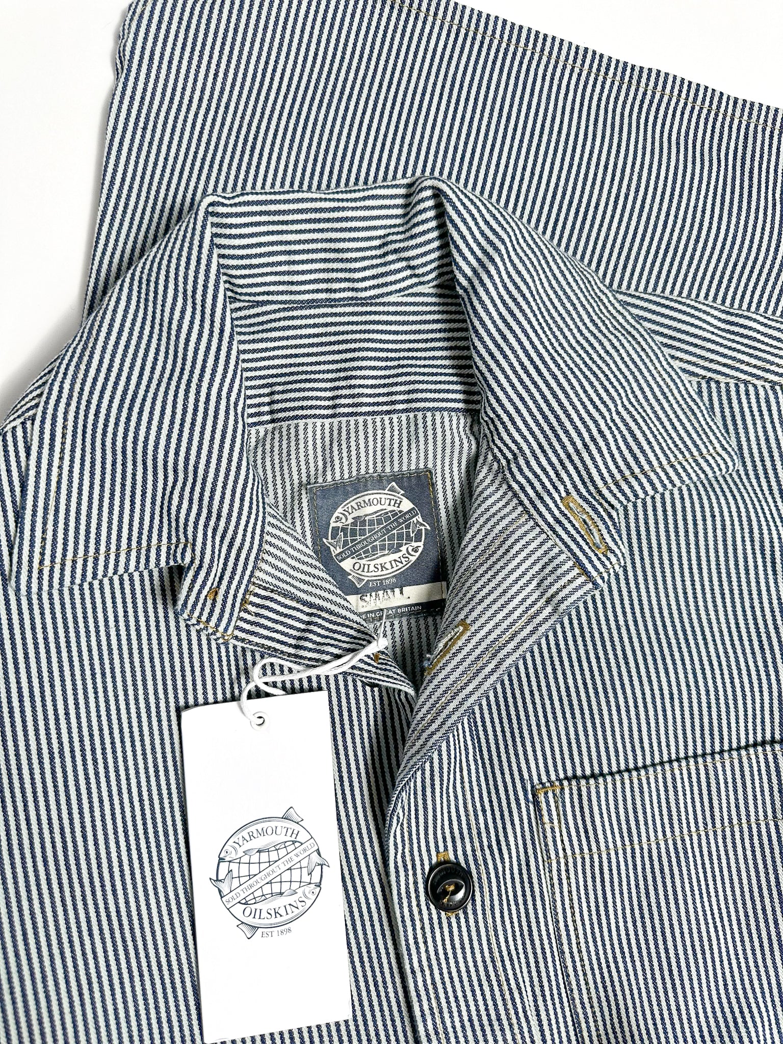 Yarmouth Oilskins Pullover Smock Shirt In Stripe Navy White