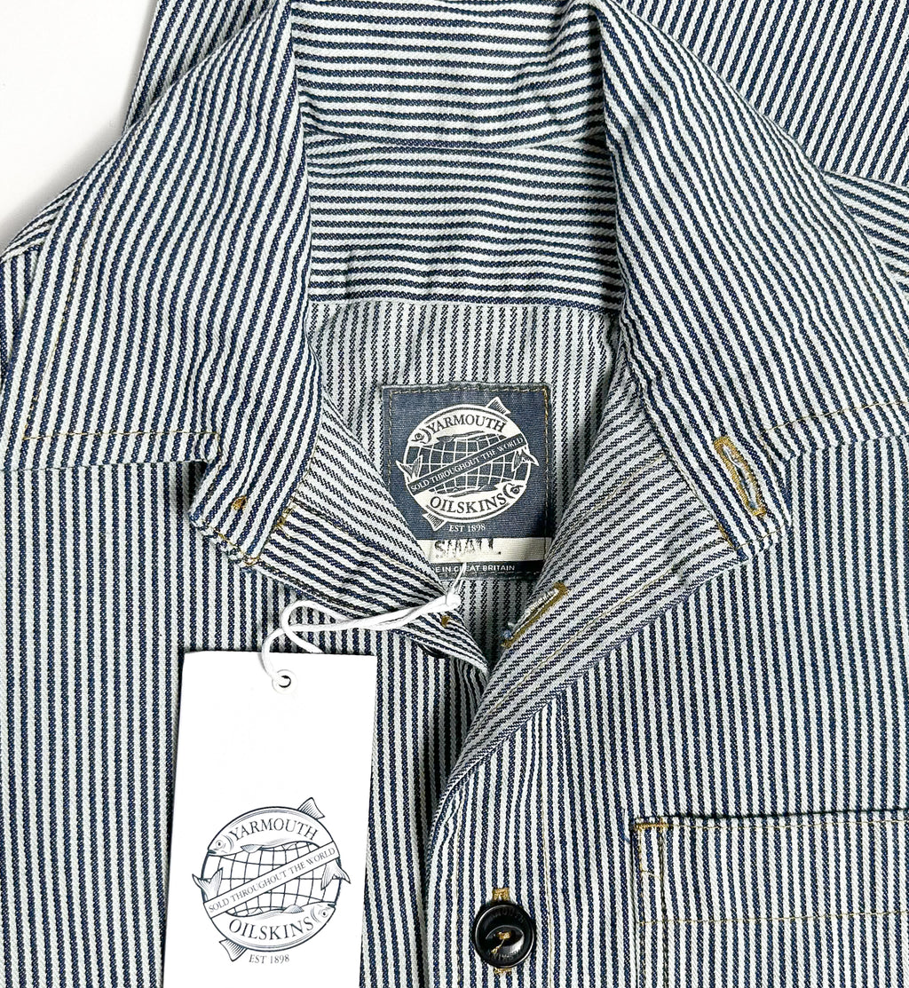 Yarmouth Oilskins Pullover Smock Shirt In Stripe Navy White