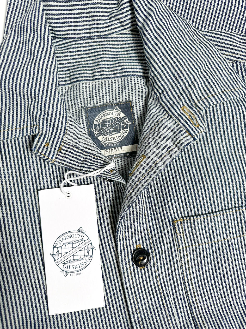Yarmouth Oilskins Pullover Smock Shirt In Stripe Navy White