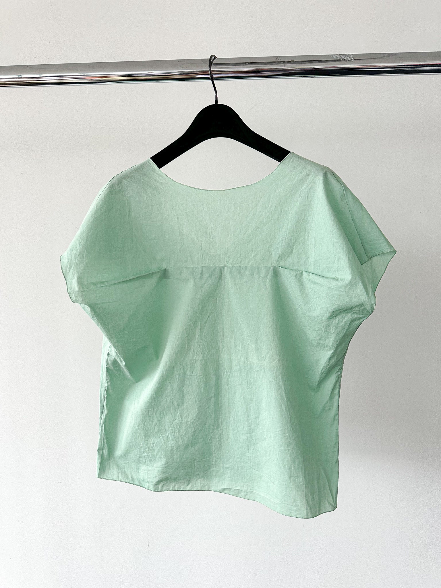 Marni Green Cotton Ruched Detail Babydoll Smock Top