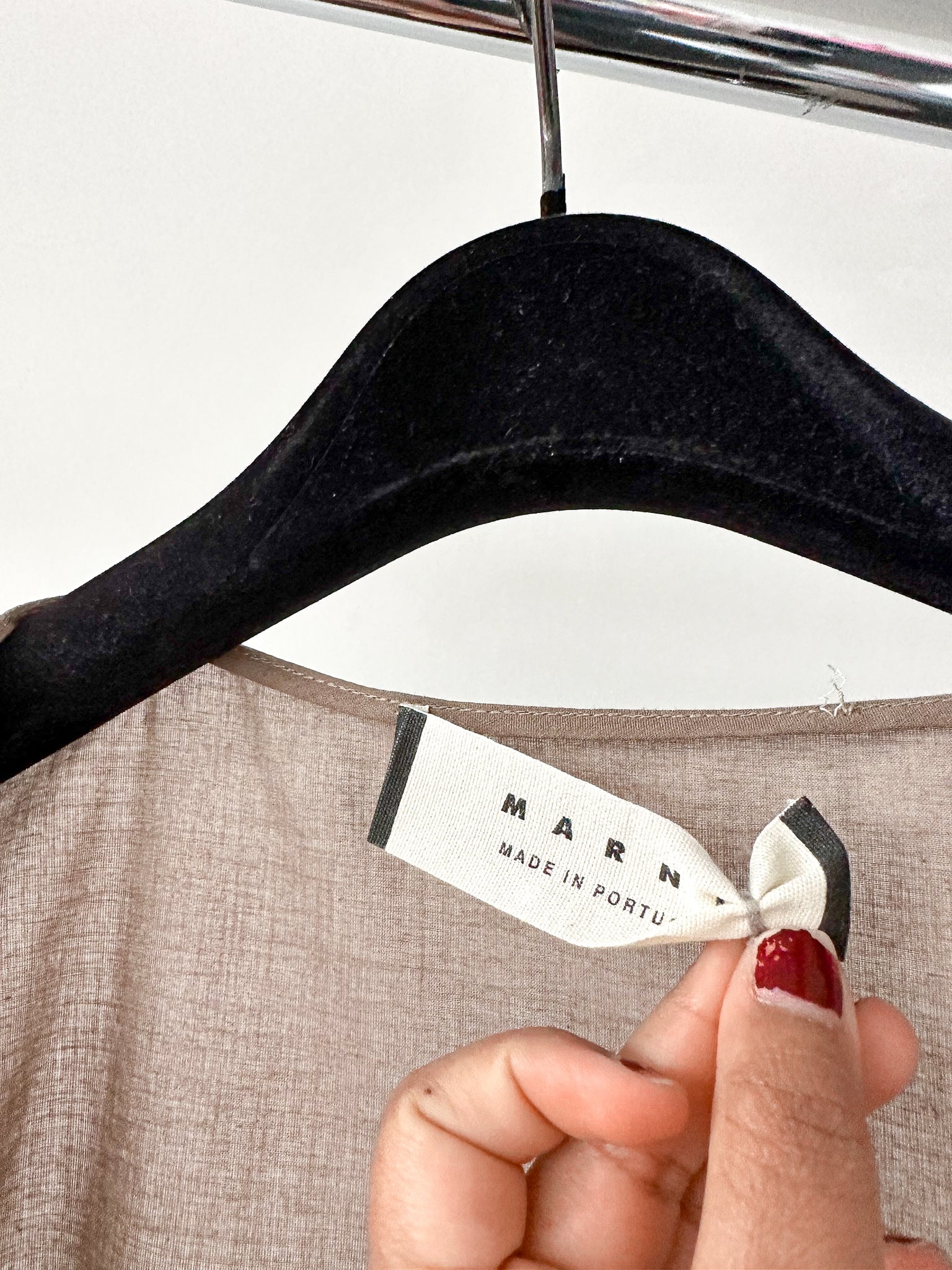 Marni Taupe Grey Cotton Ruched Detail Muslin Babydoll Smock Top