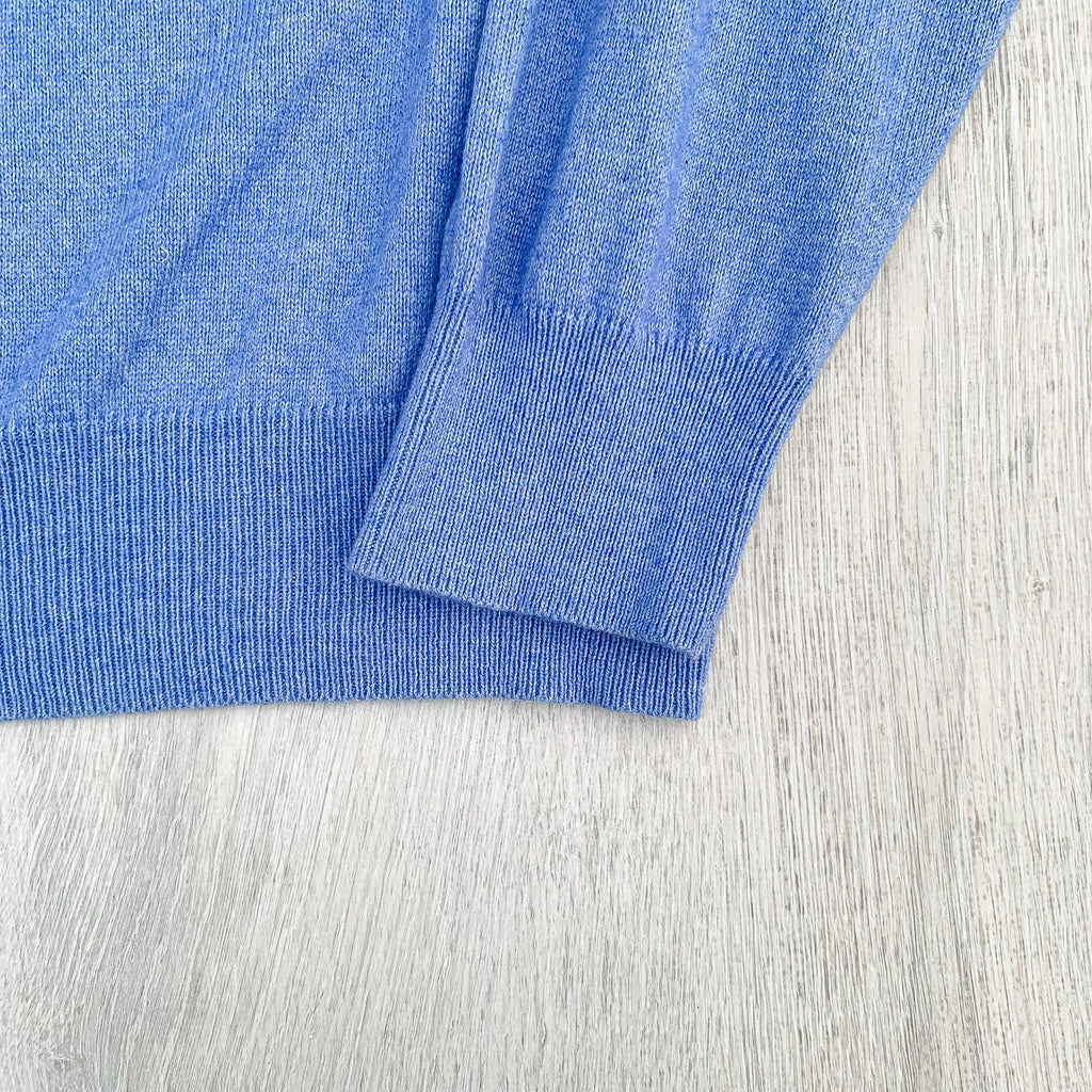 Drake's Sky Blue D Emblem Cashmere Cotton Mens Jumper - House Of Huntington