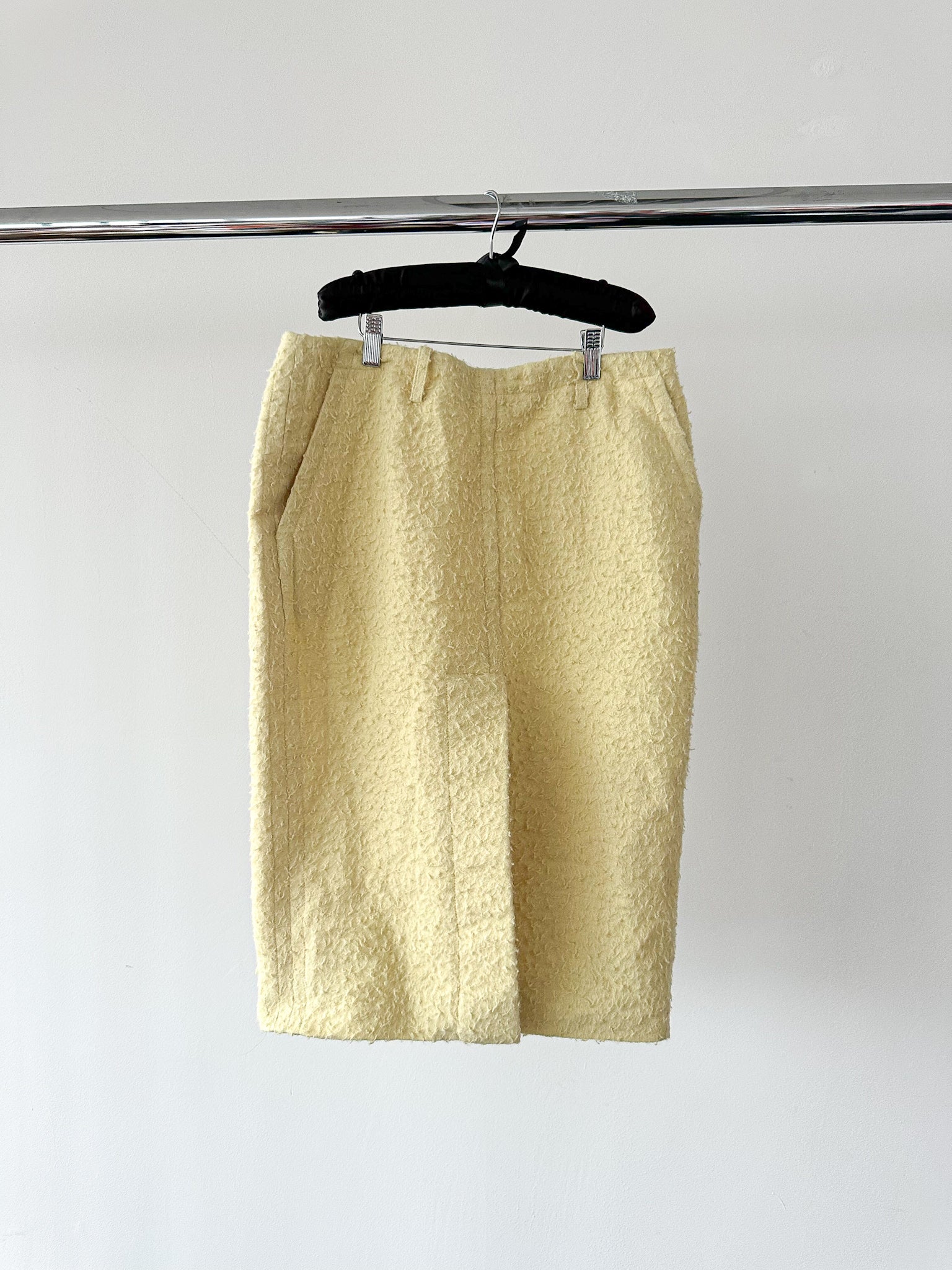 Marni Lemon Yellow Wooly Pencil Skirt