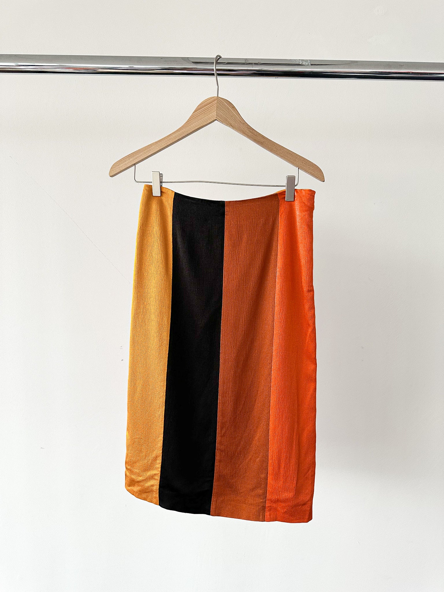 Missoni M Satin Orange Stripe Colourblock Skirt