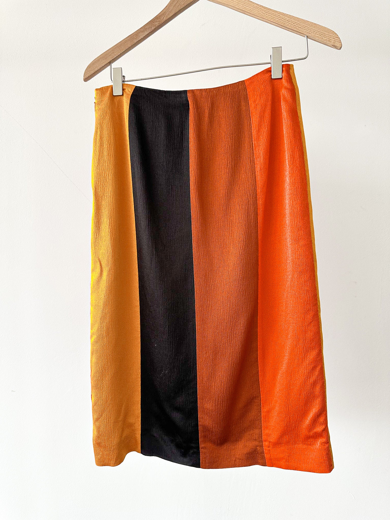 Missoni M Satin Orange Stripe Colourblock Skirt
