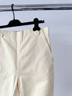 Marni Lemon Yellow Button Detail Cotton Linen Trousers