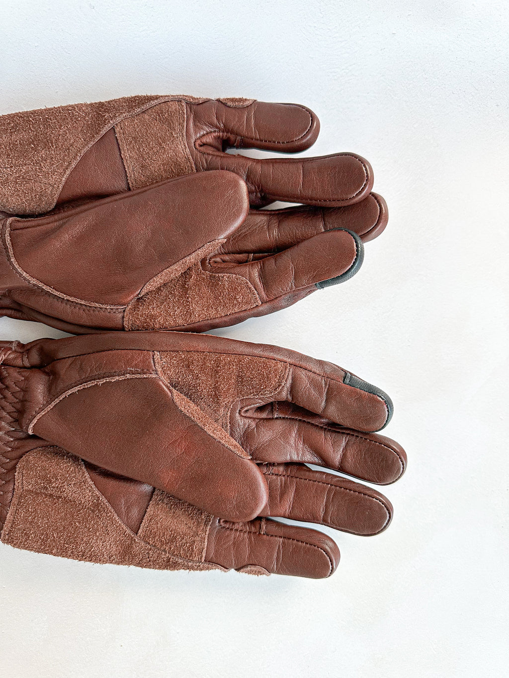 Belstaff Brown Leather Logo Clinch Motorcycle Gloves