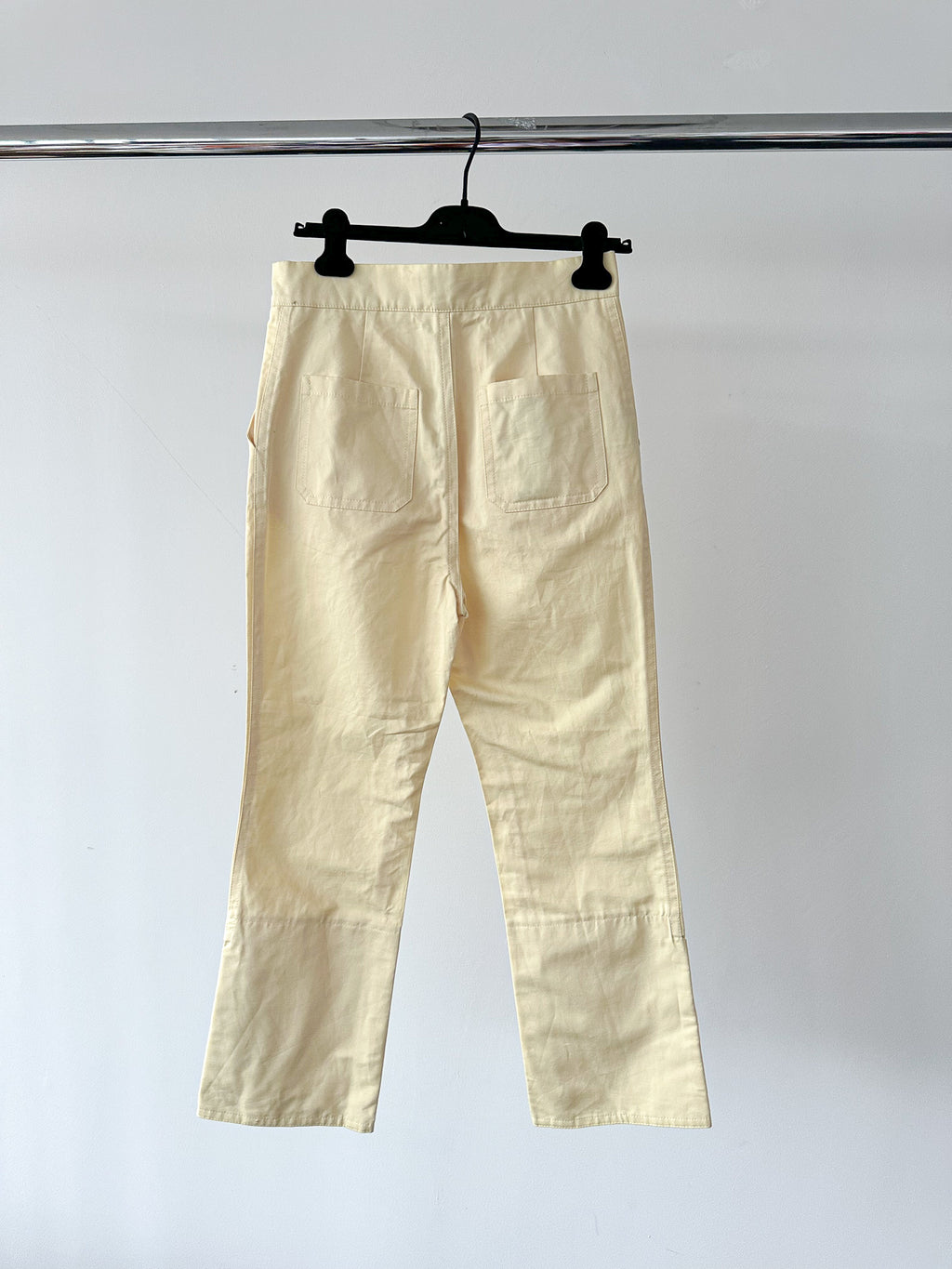 Marni Lemon Yellow Button Detail Cotton Linen Trousers