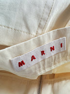 Marni Lemon Yellow Button Detail Cotton Linen Trousers