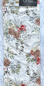 Lauren Ralph Lauren Festive Pine Cone Winter Christmas Tablerunner
