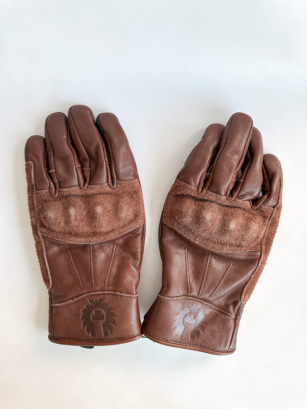 Belstaff Brown Leather Logo Clinch Motorcycle Gloves