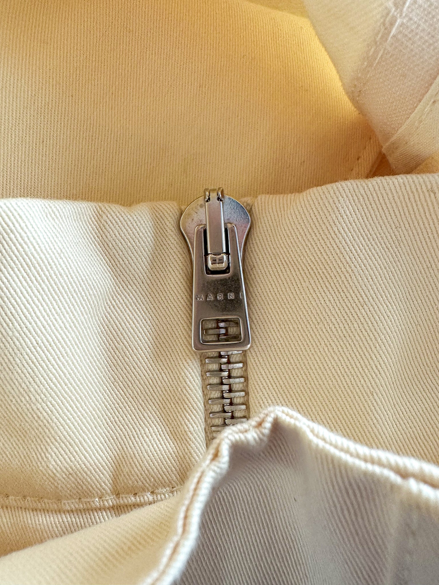 Marni Lemon Yellow Button Detail Cotton Linen Trousers