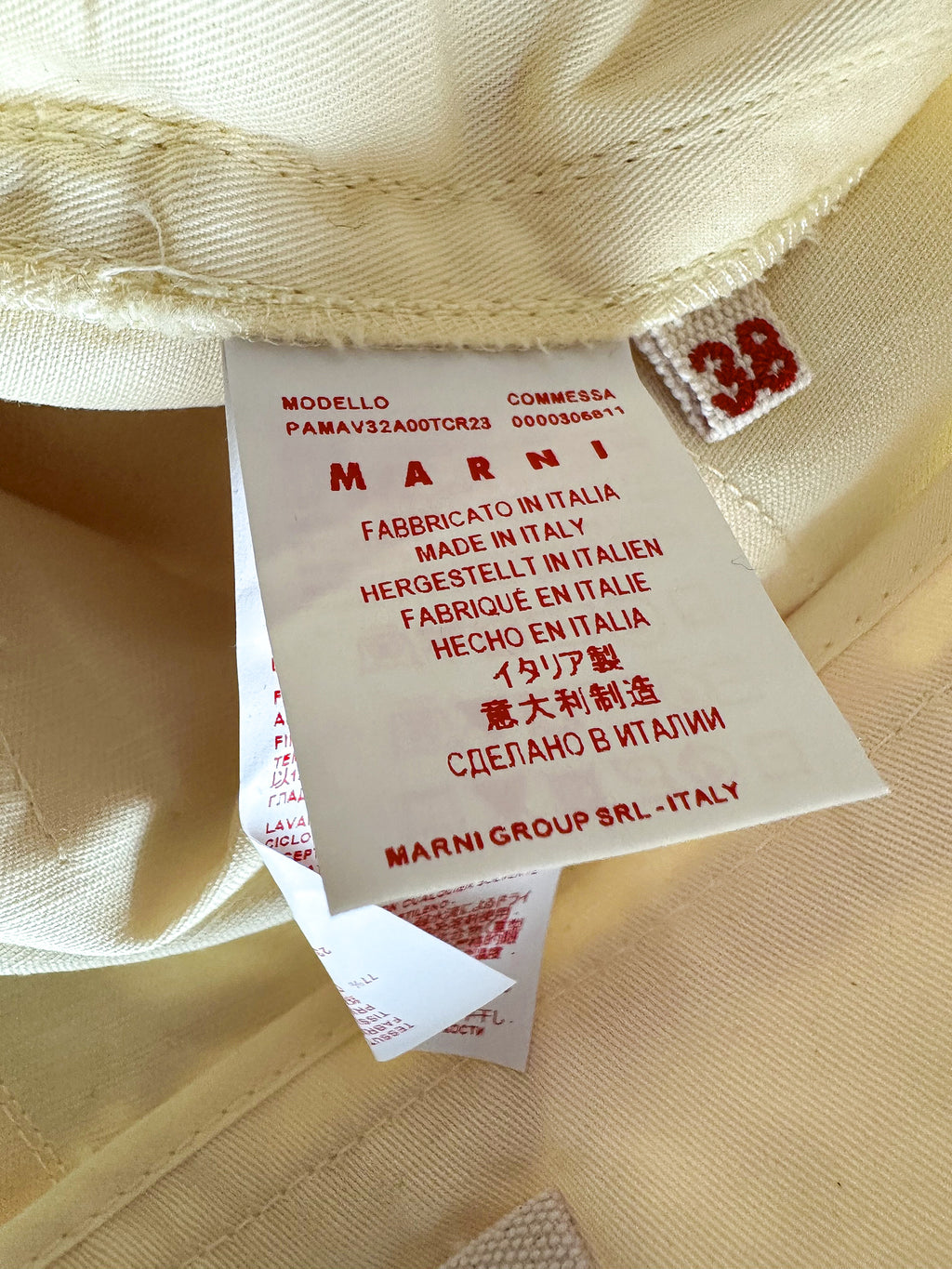 Marni Lemon Yellow Button Detail Cotton Linen Trousers