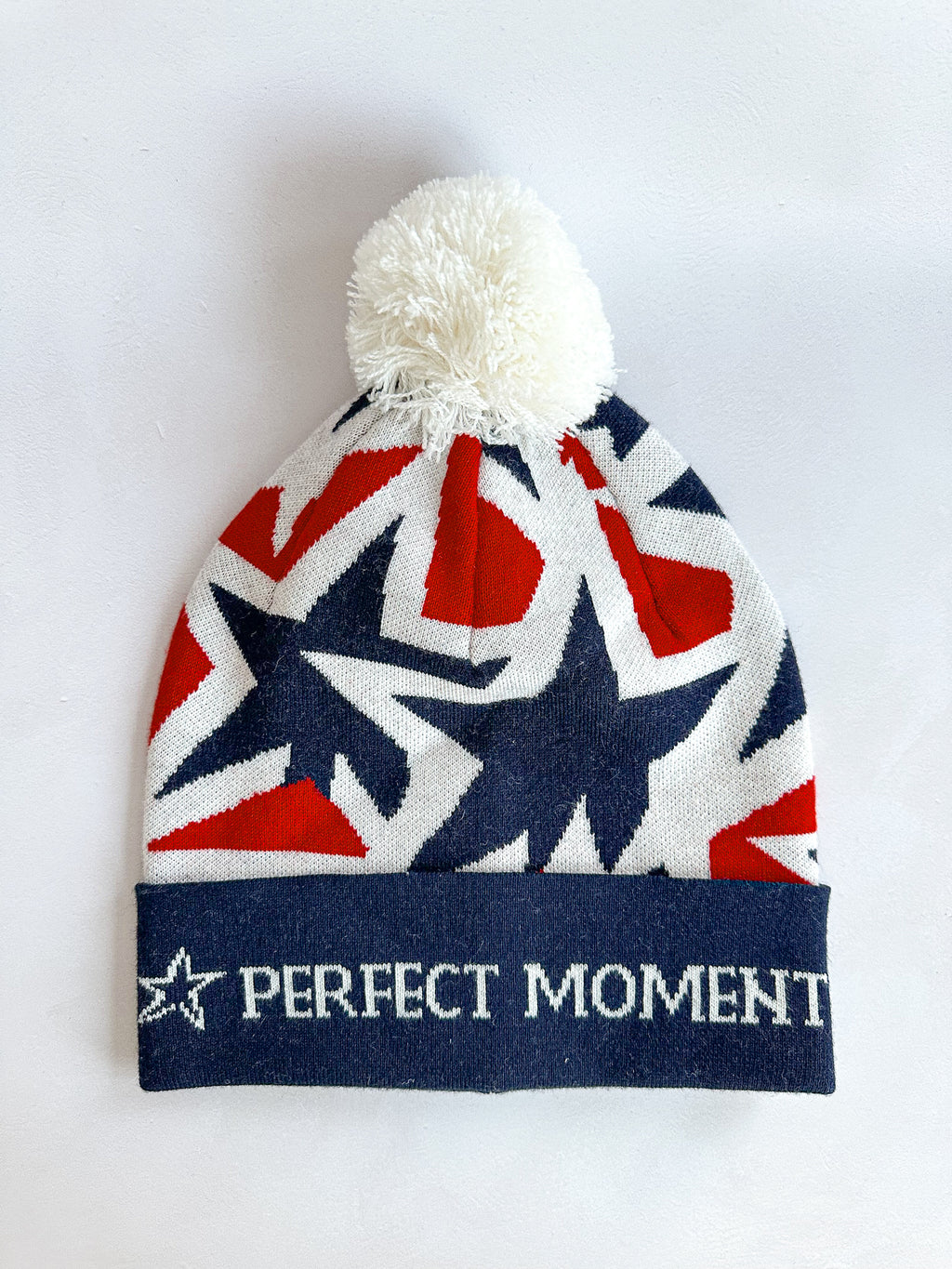 Perfect Moment Bobble Knit Ski Star Print Logo Beanie Hat