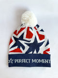 Perfect Moment Bobble Knit Ski Star Print Logo Beanie Hat