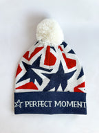 Perfect Moment Bobble Knit Ski Star Print Logo Beanie Hat