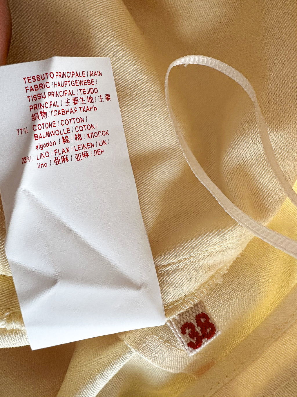 Marni Lemon Yellow Button Detail Cotton Linen Trousers