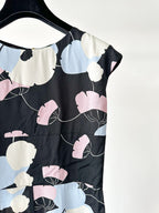 Robe à manches courtes à fleurs bleues Marni