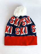Perfect Moment Bobble Knit Ski Print Logo Beanie Hat