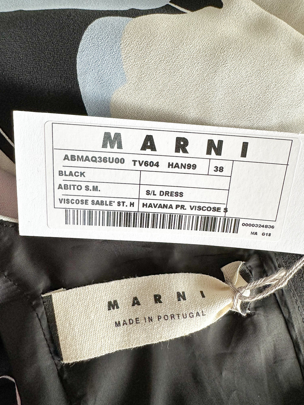 Robe à manches courtes à fleurs bleues Marni