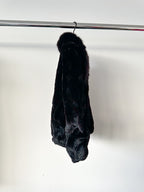 Black Genuine Fox Fur Collar Jacket