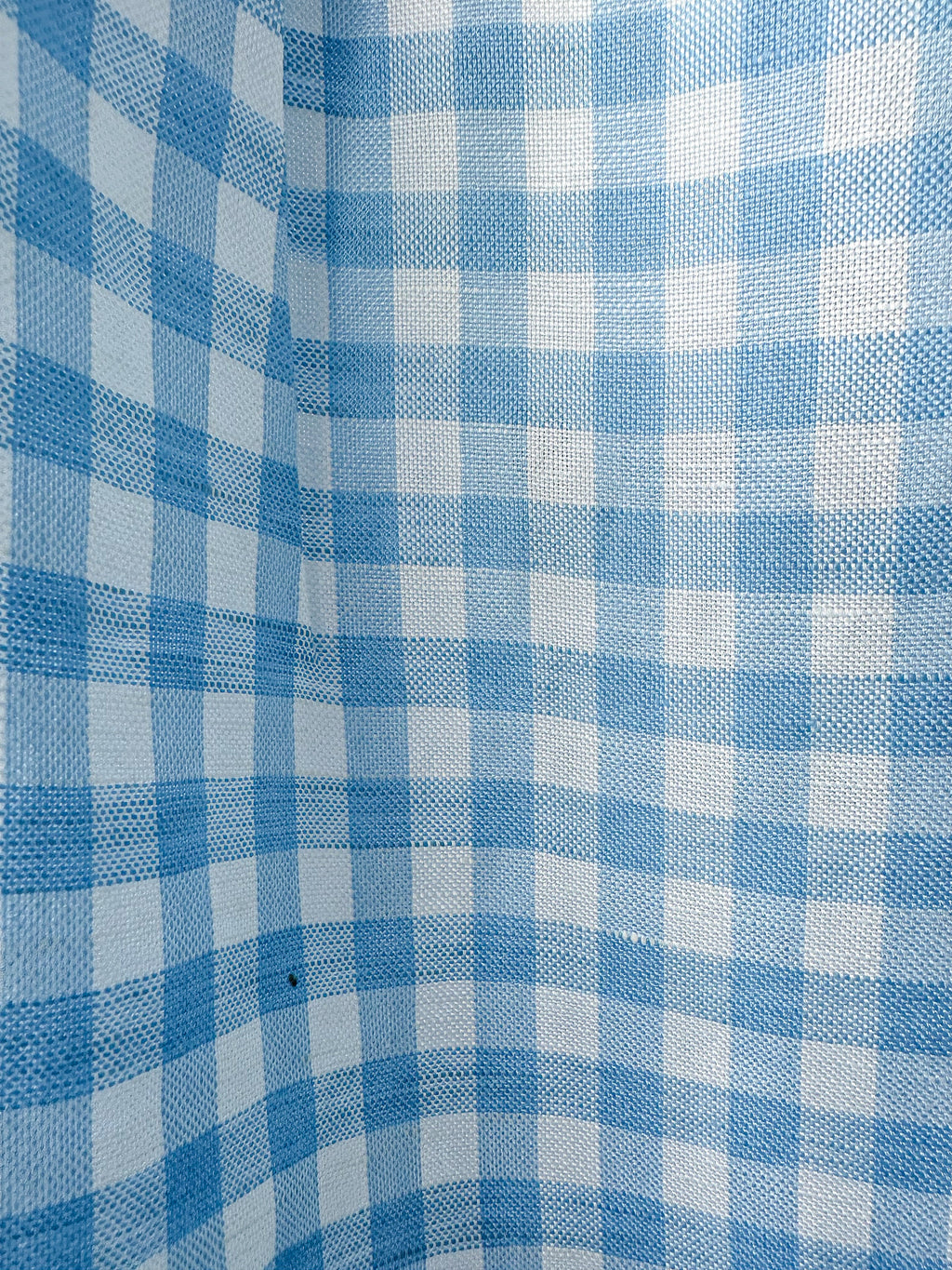 Sleeper Greta Gingham Blue White Pattern Linen Midi Dress