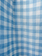 Sleeper Greta Gingham Blue White Pattern Linen Midi Dress