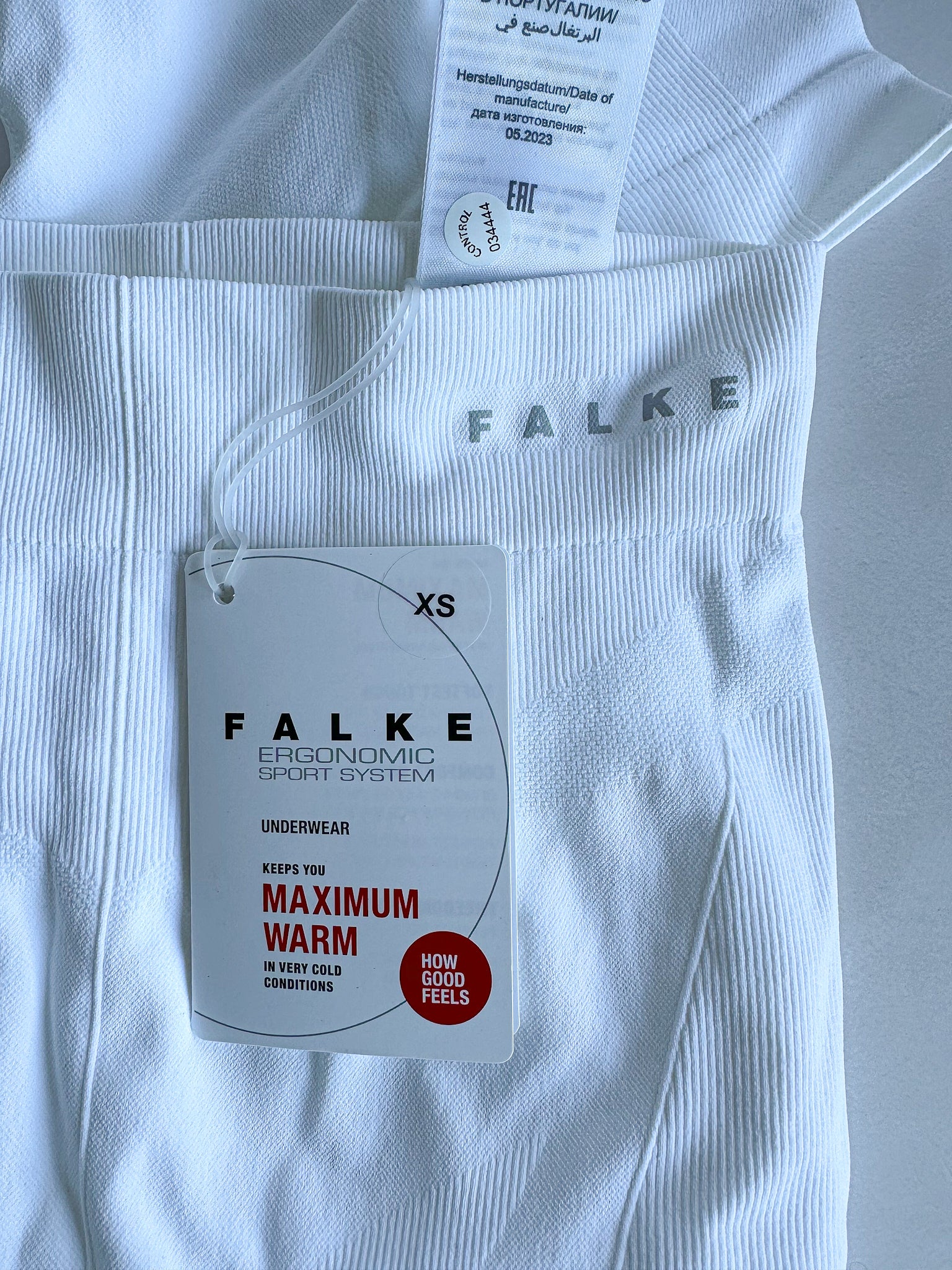 FALKE Maximum Warm Ergonomic Sport System White Ski Base Layer Leggings