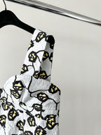 Marni Blue Floral Print Jacquard Textured Satin Woven Dress