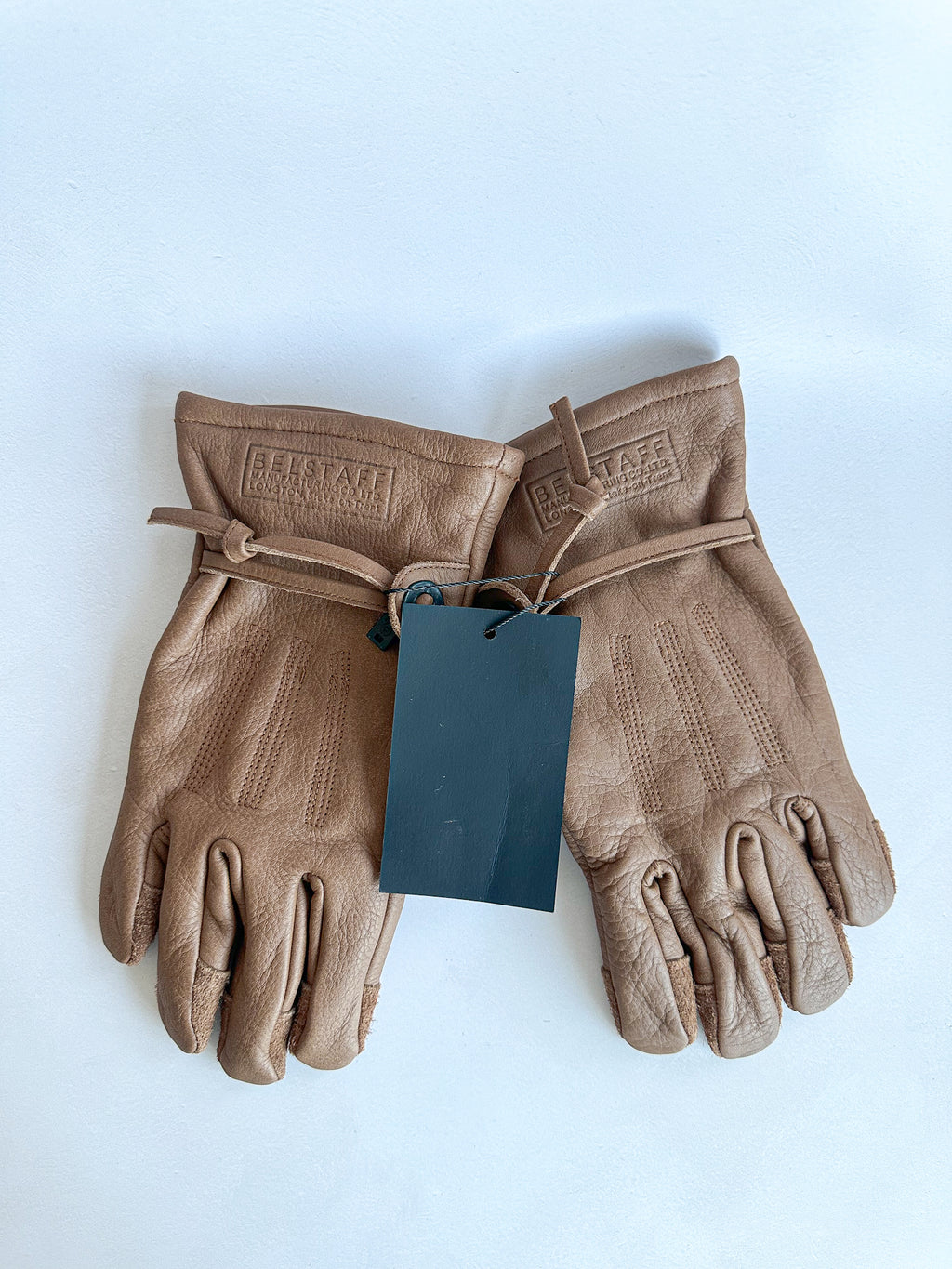 Belstaff Cow Leather Tan Brown Motorcycle Gloves