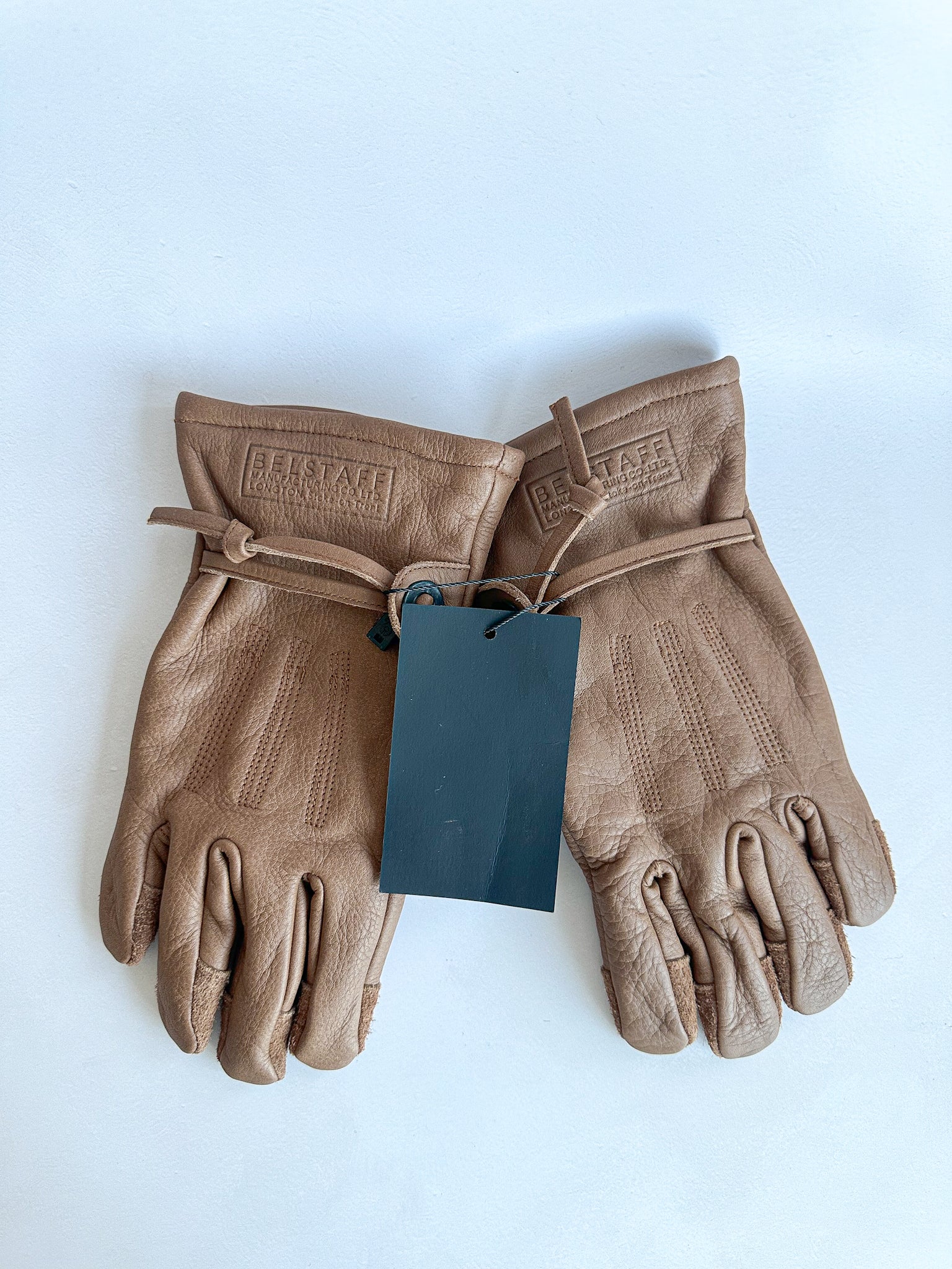 Belstaff Cow Leather Tan Brown Motorcycle Gloves