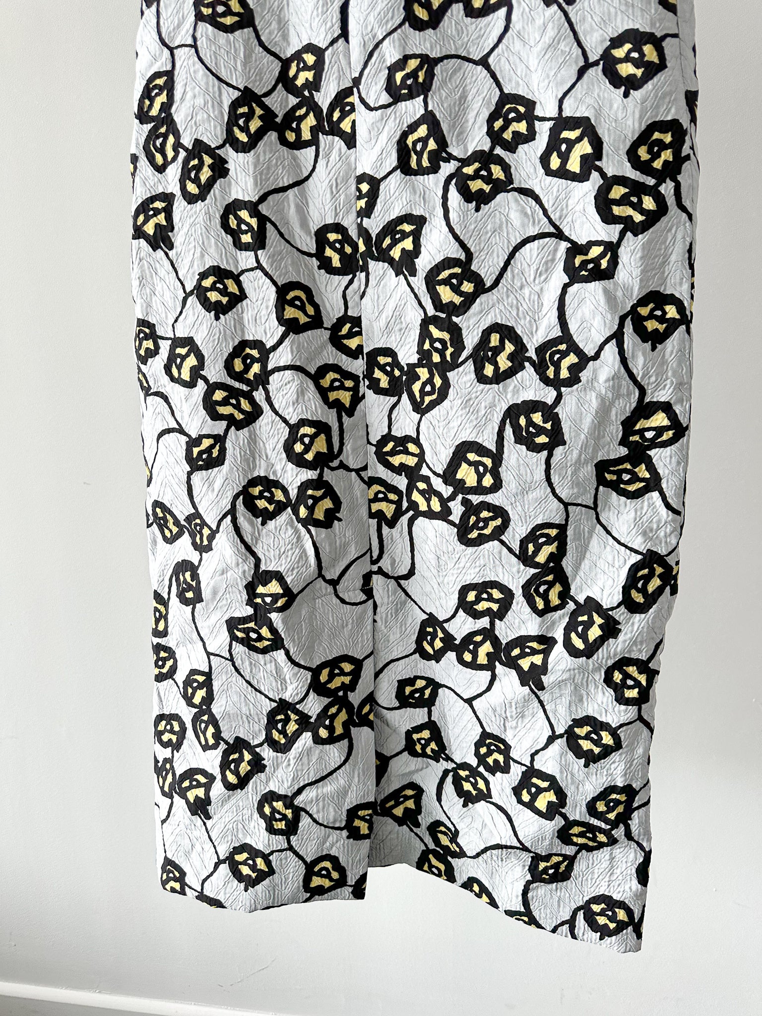 Marni Blue Floral Print Jacquard Textured Satin Woven Dress