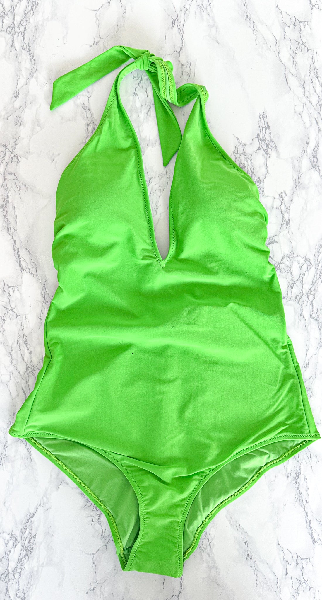 Plunge Halter Neck One Piece Swimsuit