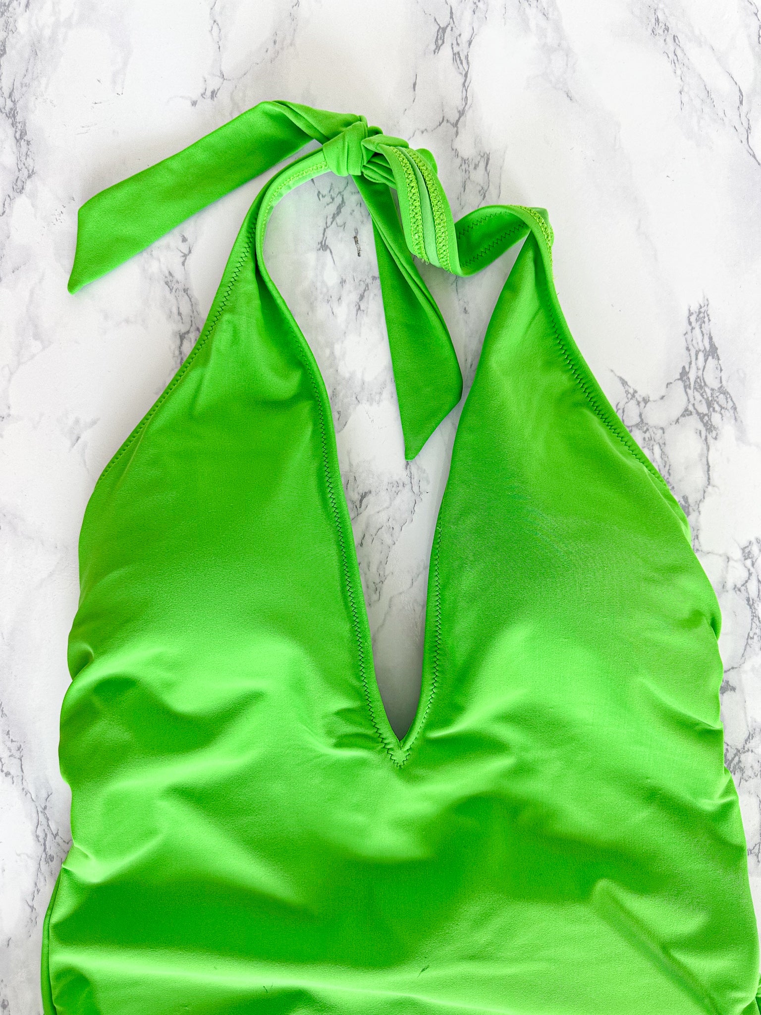 Marina Rinaldi Green Plunge Halter Neck One Piece Swimsuit