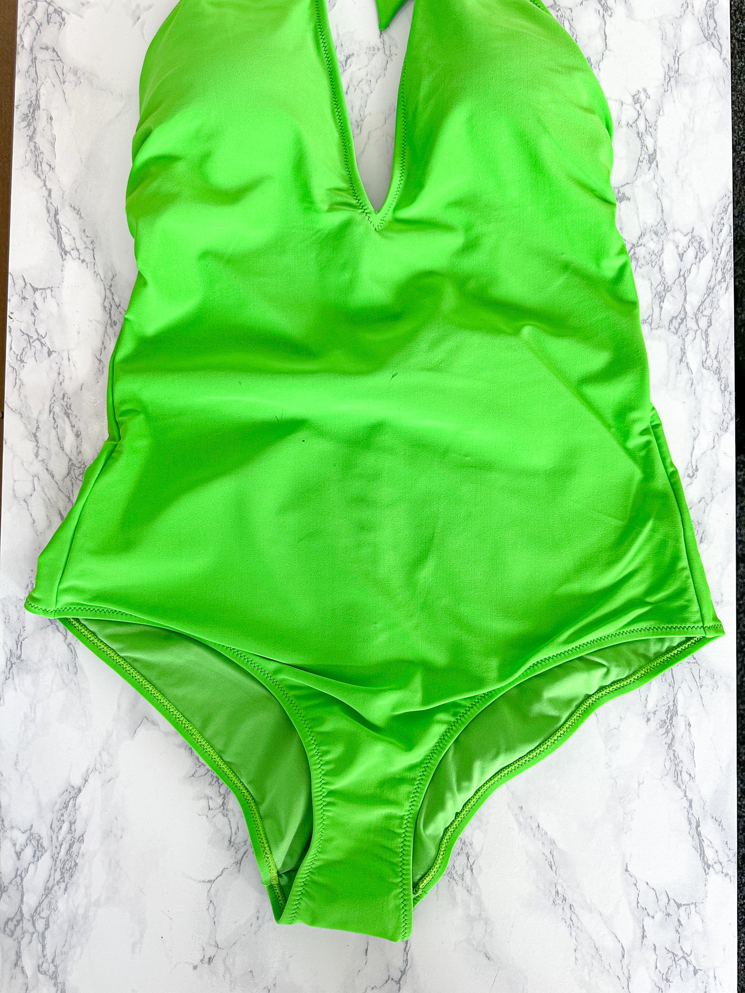 Marina Rinaldi Green Plunge Halter Neck One Piece Swimsuit
