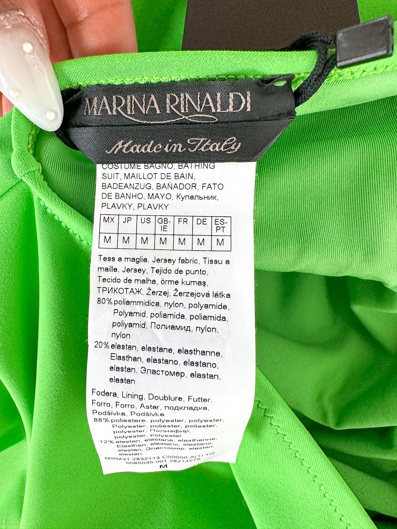 Maillot de bain une pièce vert à décolleté plongeant et dos nu Marina Rinaldi