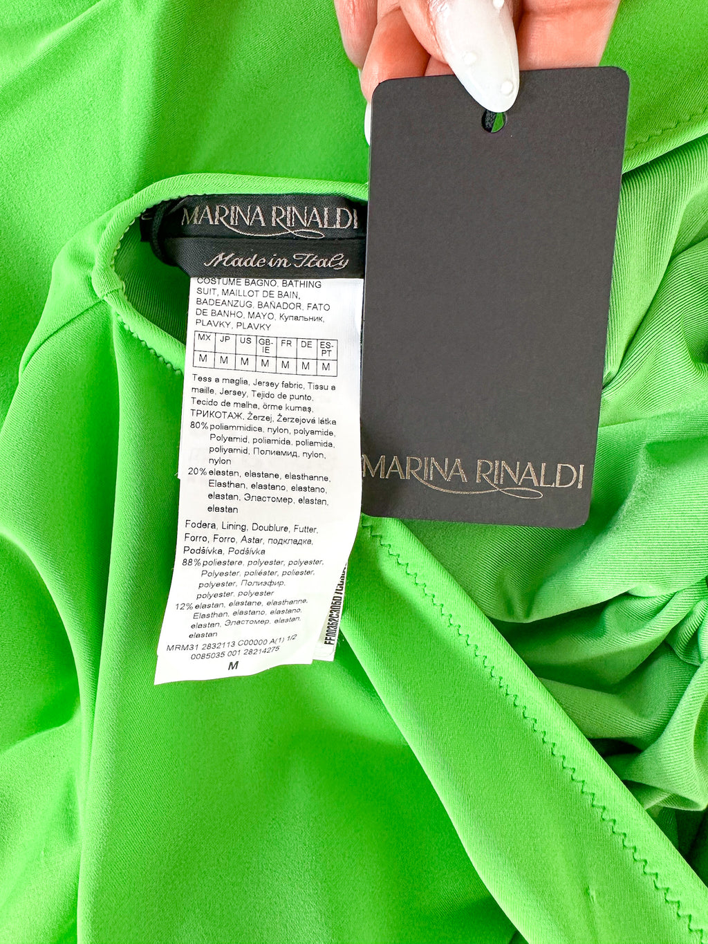 Maillot de bain une pièce vert à décolleté plongeant et dos nu Marina Rinaldi