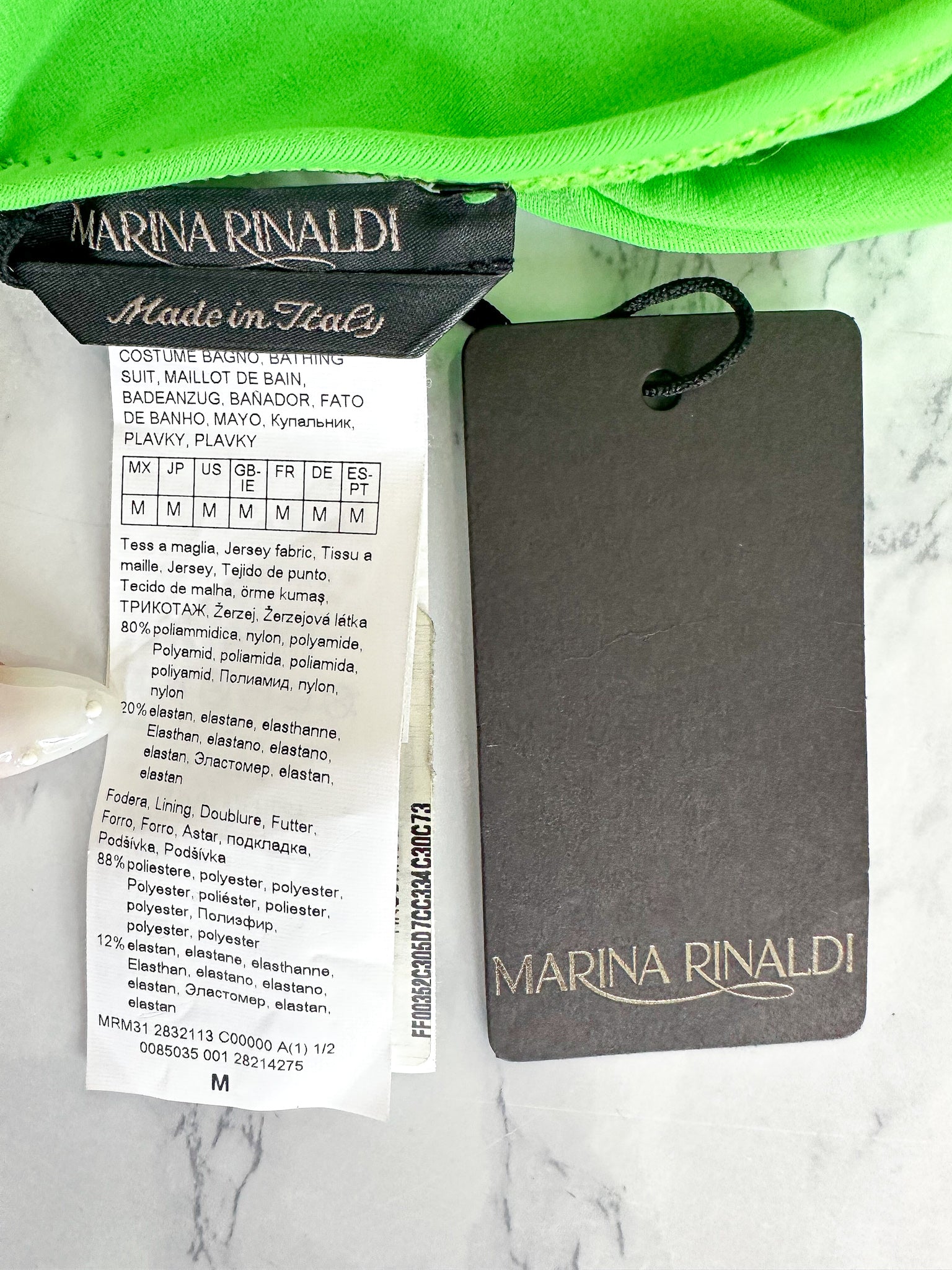 Maillot de bain une pièce vert à décolleté plongeant et dos nu Marina Rinaldi