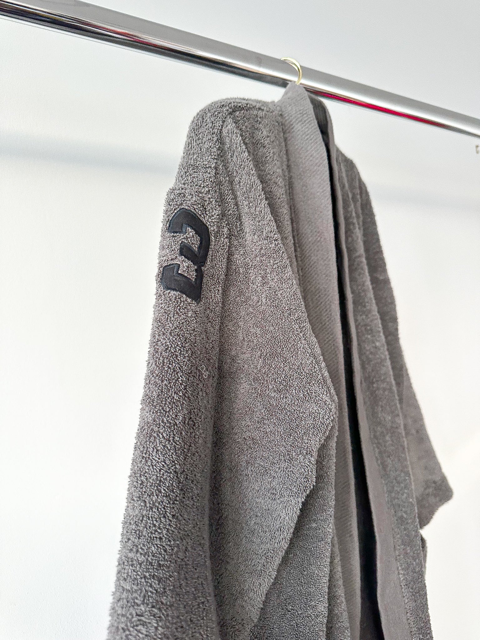 Ralph Lauren Grey Pony Embroidered Cotton Bath Robe